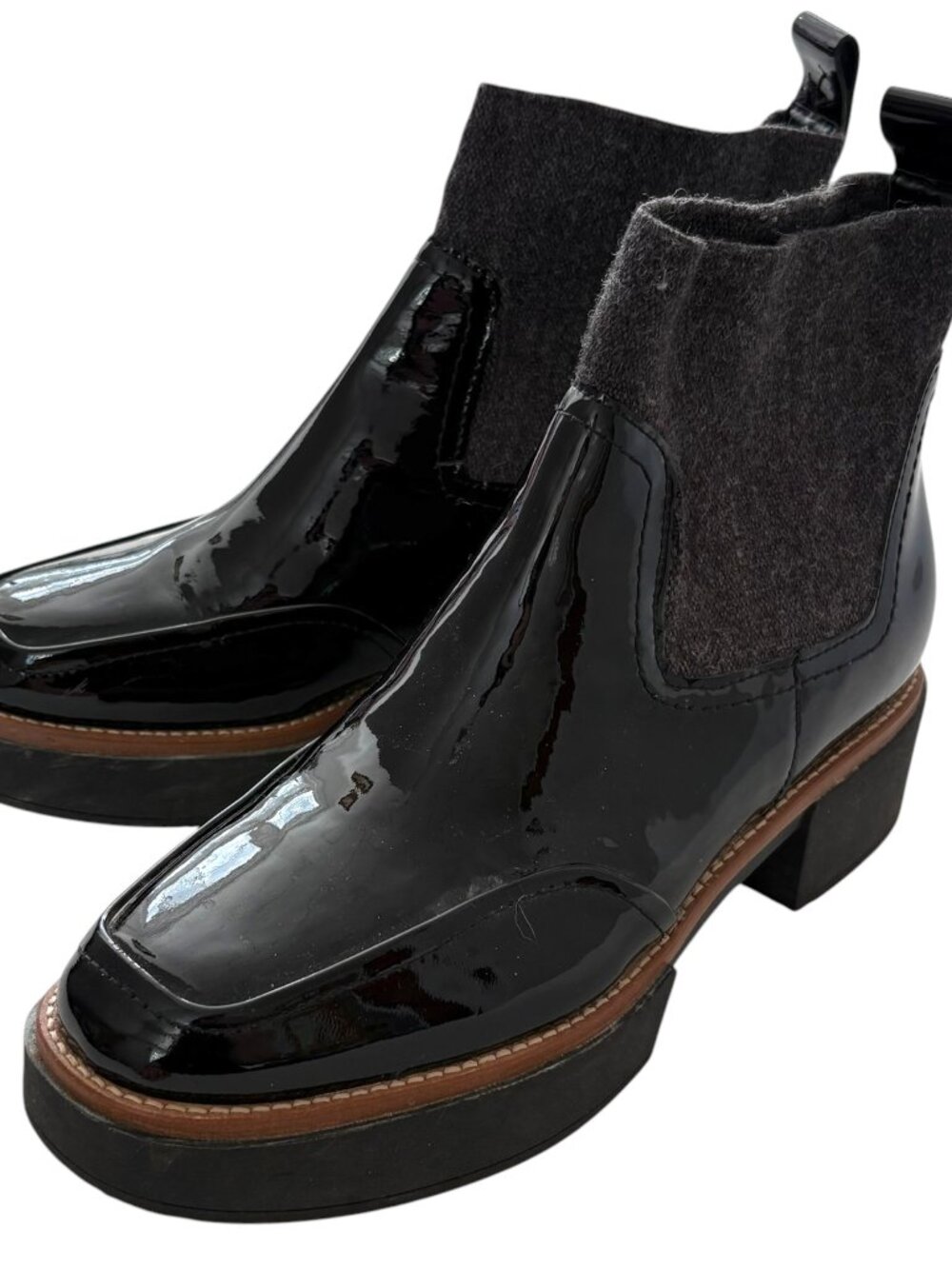 Dolce Vita Saline H2O Chelsea Ankle Boot 10 Black Faux Patent Leather Waterproof